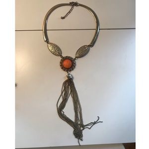 Nicole Miller - gold long elegant hanging necklace